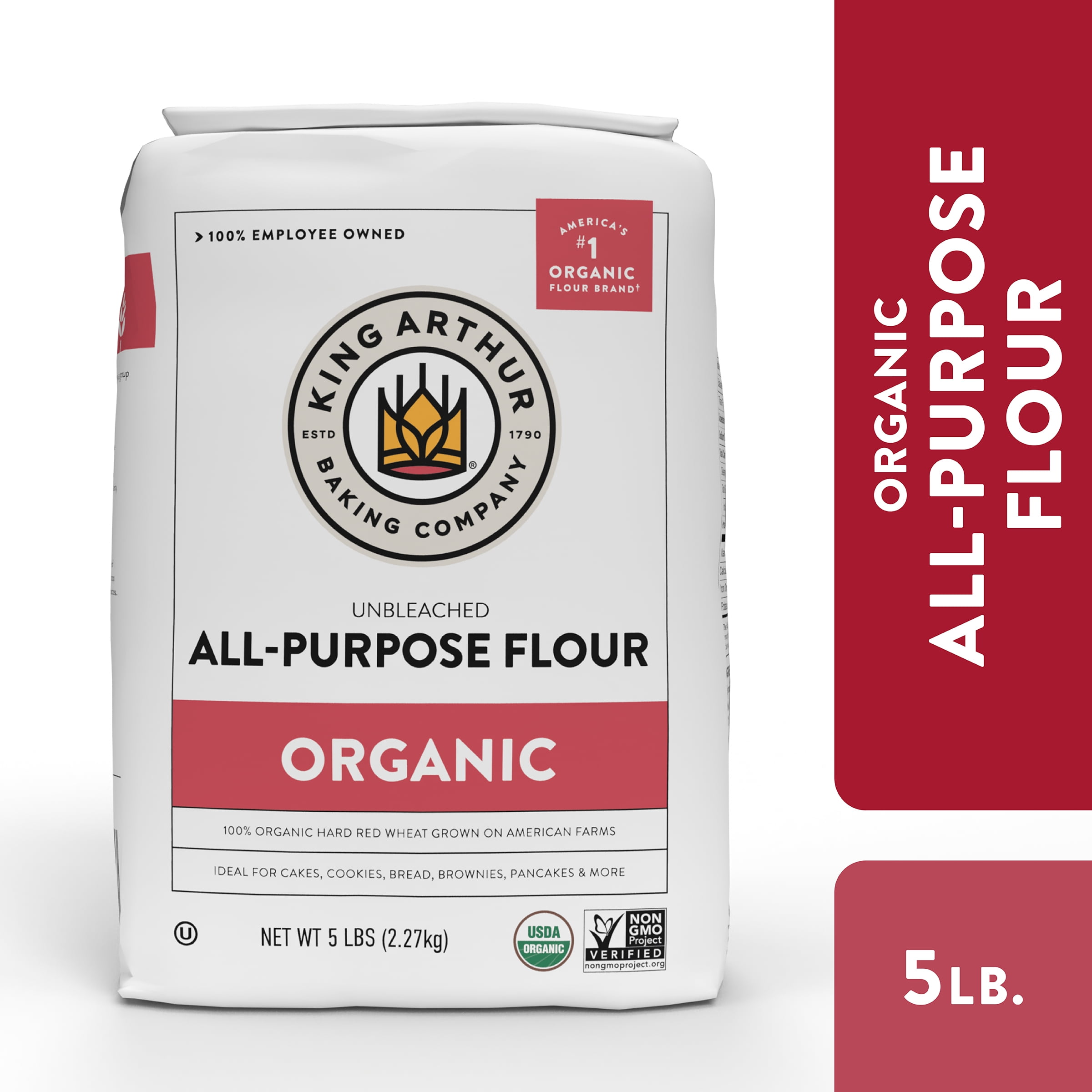King Arthur, 100% Organic All-Purpose Flour Unbleached, Non-GMO, No Preservatives, 5 lb