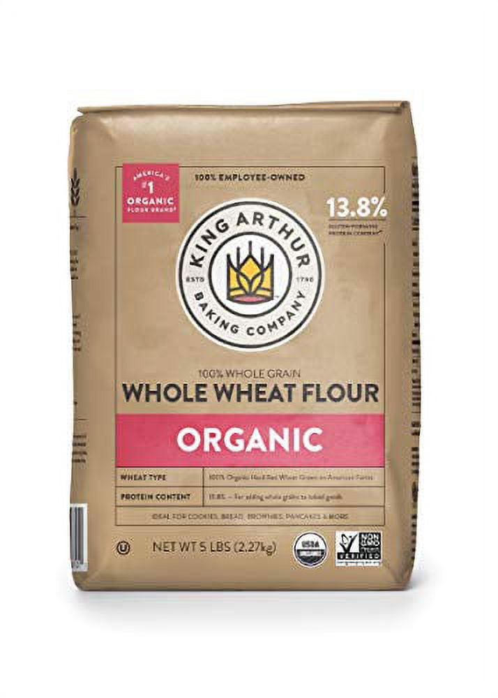 King Arthur, 100% Organic Whole Wheat Flour, 100% Whole Grain, Non-GMO Project Verified, 5 Pounds