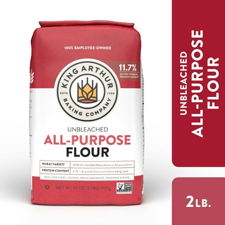 King Arthur, All Purpose Unbleached Flour, Non-GMO Project Verified, Certified Kosher, No Preservatives, 2 lbs