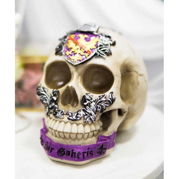 King Arthur And Roundtable Knights Sir Gaheris Orkney Coat Of Arms Skull Statue