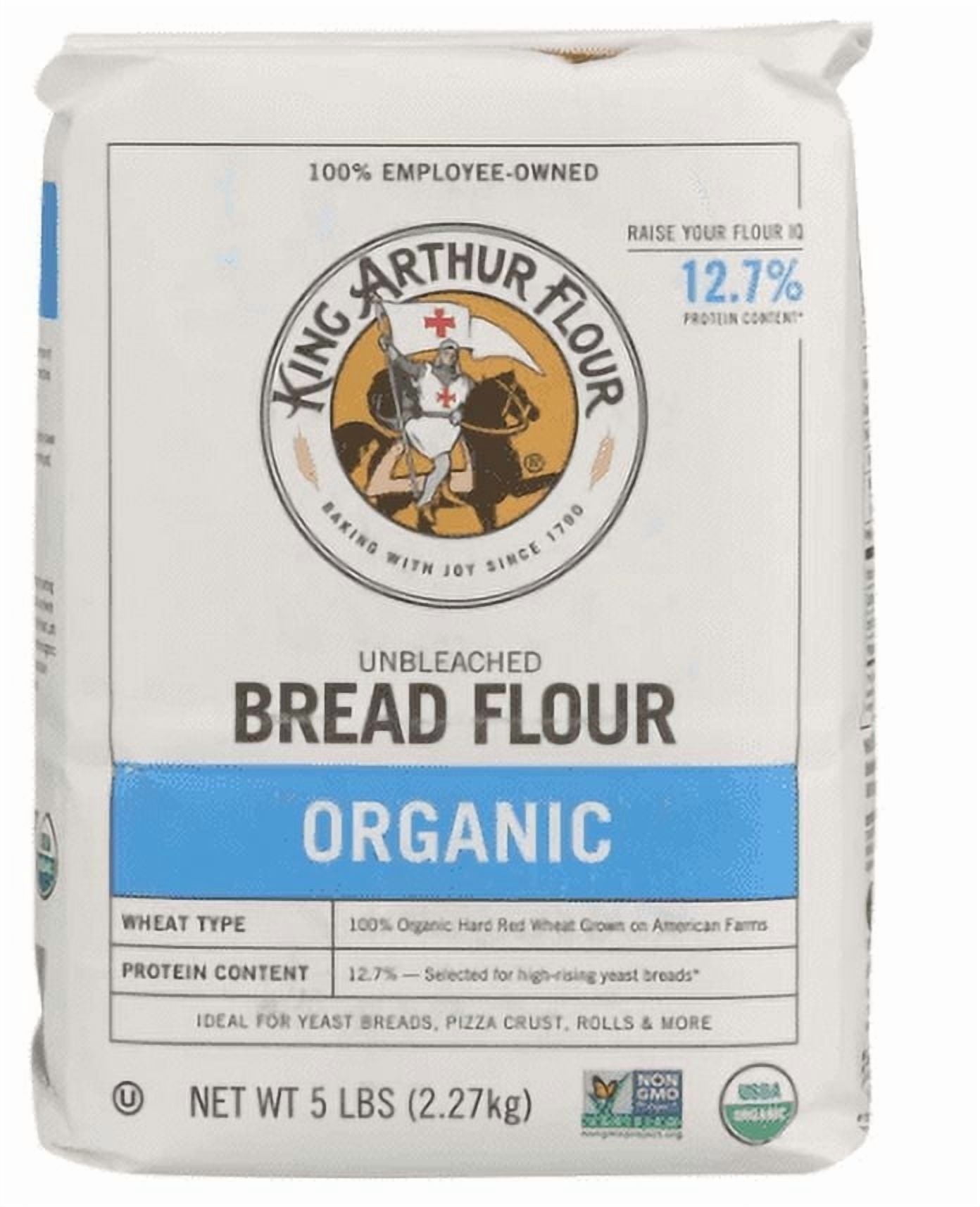 King Arthur Baking Company Organic Unbleached Bread Flour 5 lbs Pack of 4
