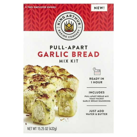 King Arthur Baking Company Pull-Apart Garlic Bread Mix Kit, 15.25 oz (432 g)