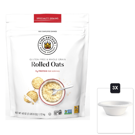 King Arthur Baking Company & Rolled Oats 2 lb. & 3x 12oz Disposable Plastic Bowl