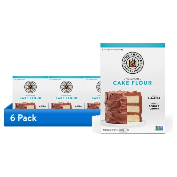 (6 pack) King Arthur Baking Company Non-GMO Project Verified, Preservative Free Unbleached and Unenriched Cake Flour, 2 lb Box
