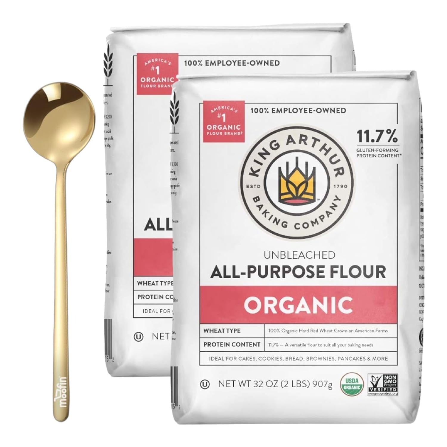 King Arthur Flour Organic Unbleached All Purpose Flour 2Pack, Bundle