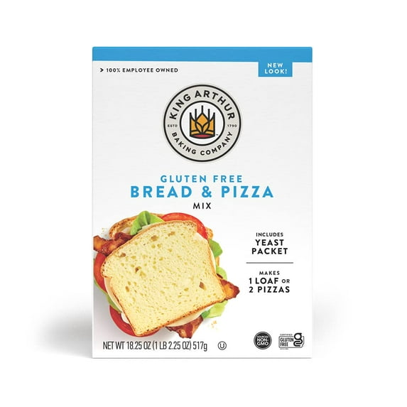 King Arthur, Gluten-Free Bread DEF29 and Pizza Mix, Gluten-Free, Non-GMO Project Verified, Certified Kosher, 18.25 Ounces