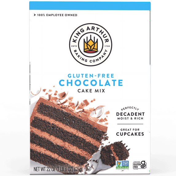 King Arthur Baking Company, Non-GMO Project Verified, Certified Gluten-Free Chocolate Cake Mix, 22 oz Box