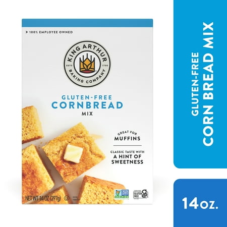 King Arthur Baking Company, Gluten-Free, Non-GMO Project Verified, Certified Kosher Cornbread + Muffin Mix, 14 oz Box