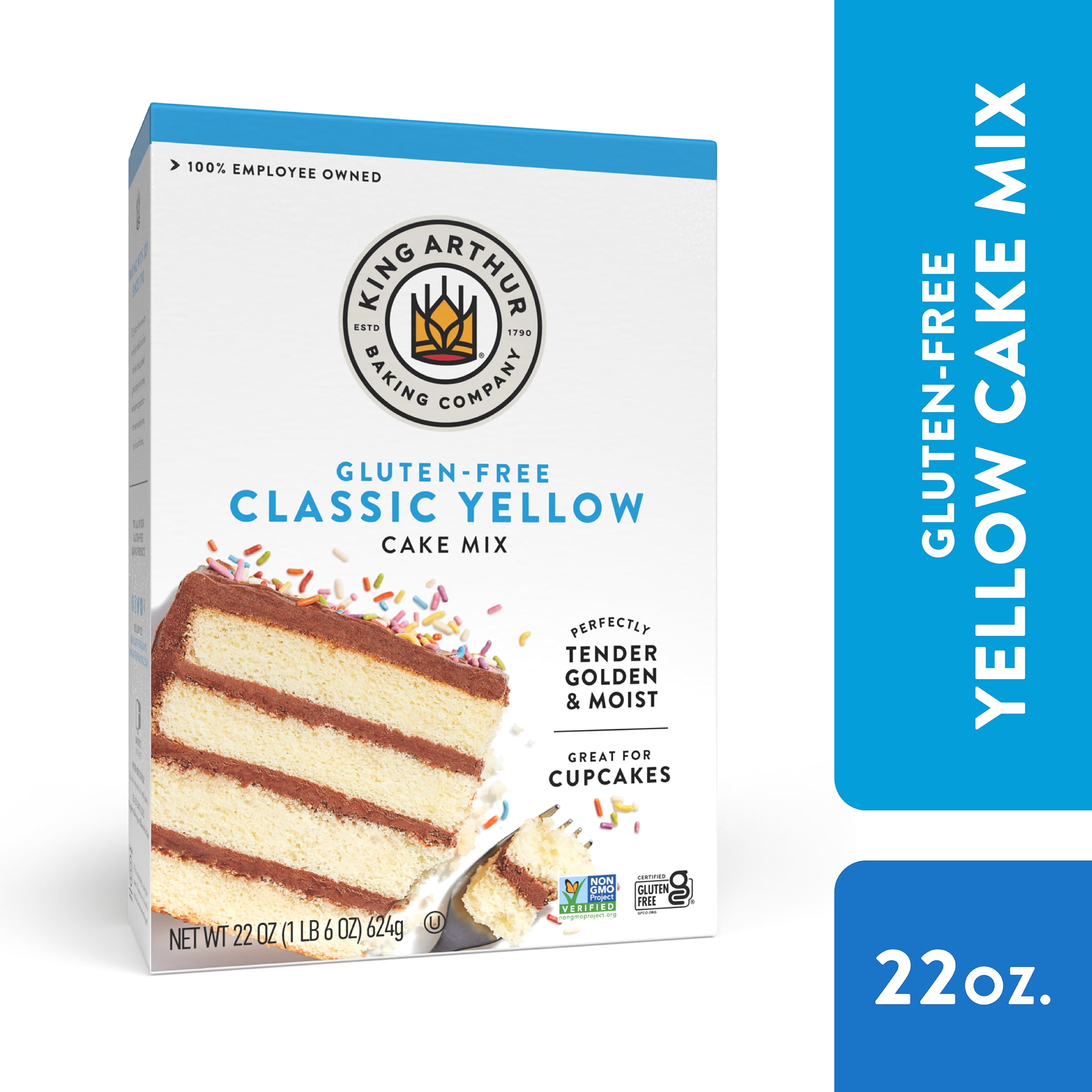 King Arthur Baking Company, Non-GMO Project Verified, Certified Gluten-Free Classic Yellow Cake Mix, 22 oz Box