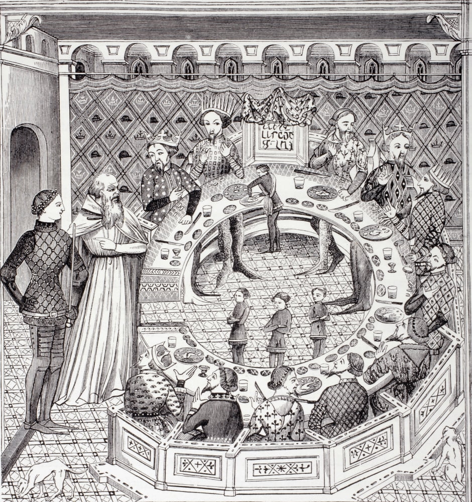 King Arthur And The Knights Of The Round Table After A 14Th Century Miniature From Les Artes Au Moyen Age Published Paris 1873 Canvas Art - Ken Welsh Design Pics (14 x 15)