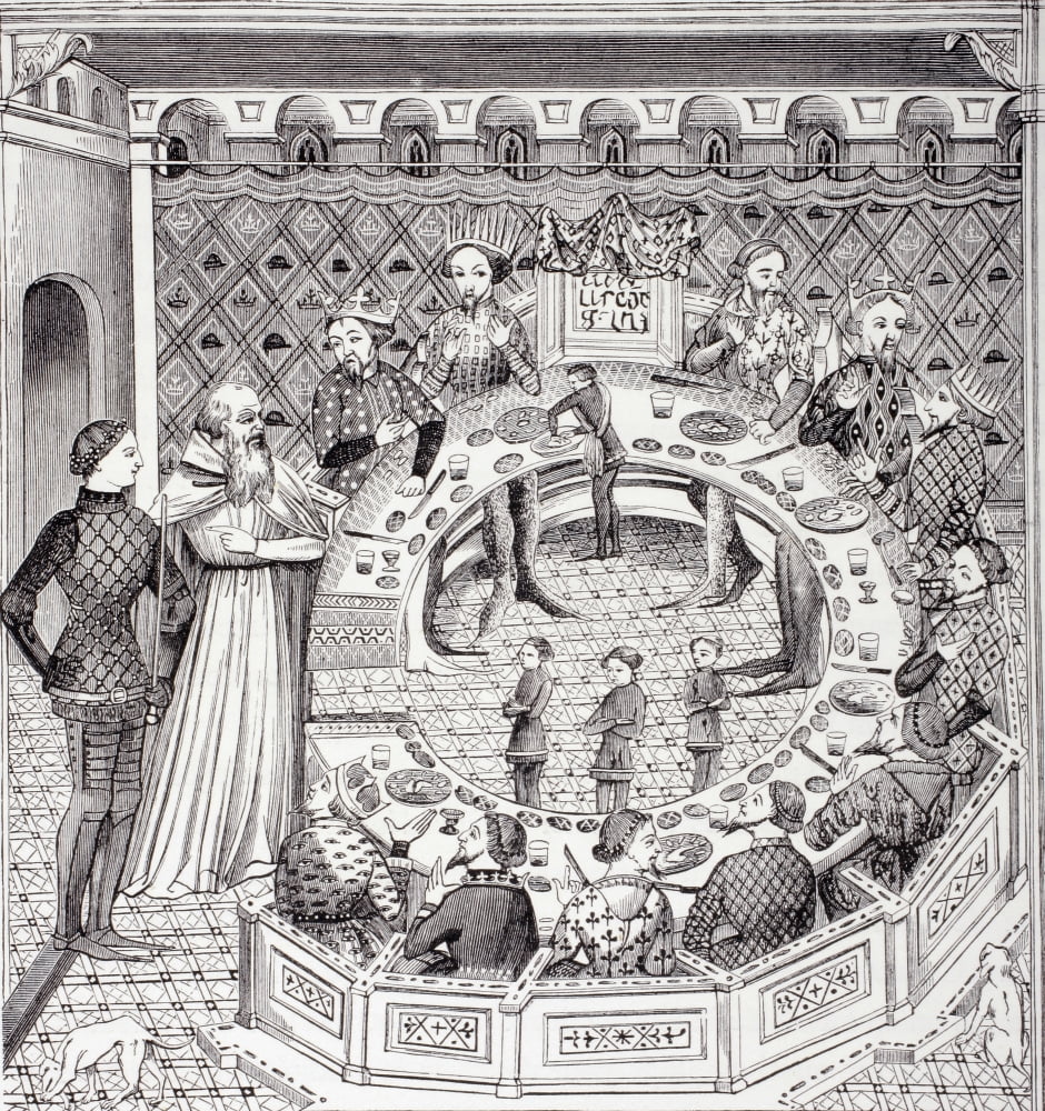 King Arthur And The Knights Of The Round Table After A 14Th Century Miniature From Les Artes Au Moyen Age Published Paris 1873 Canvas Art - Ken Welsh Design Pics (28 x 30)
