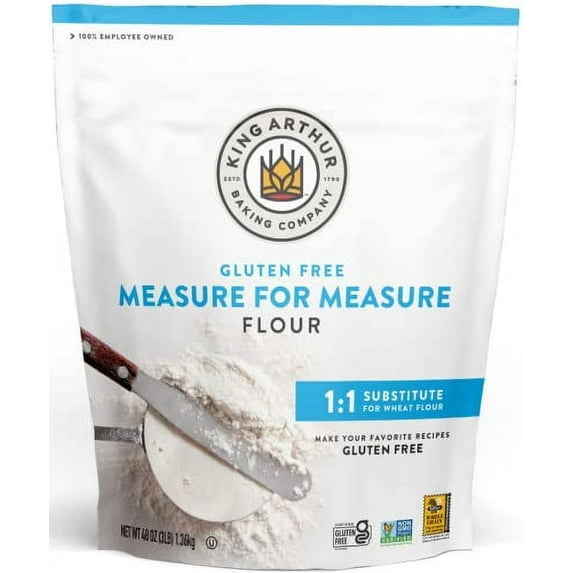 King Arthur Measure for Measure Gluten-Free Flour: All-Purpose 1:1 Substitute for Wheat Flour, Non-GMO, Kosher Certified, 3 lbs Bag for Baking Cookies, Cakes, Muffins