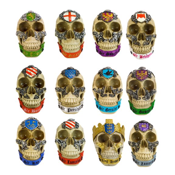 King Arthur Pendragon And Knights Of The Roundtable Coat Of Arms Skull Set of 12