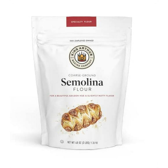 King Arthur Semolina Flour, Coarse Ground, High Protein Durum Wheat, Kosher, 3lbs,White