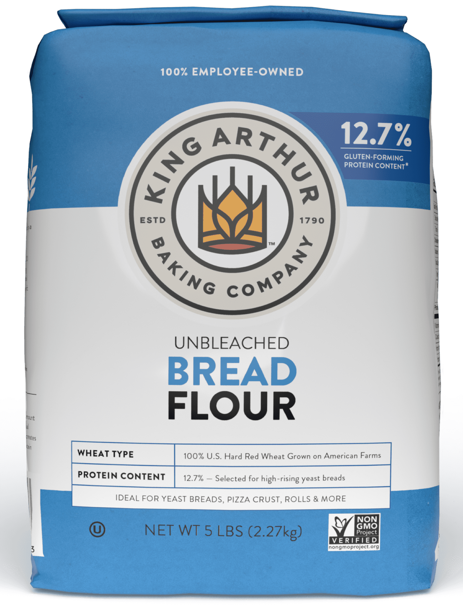 King Arthur Baking Company Non-GMO Project Verified, Certified Kosher Unbleached Bread Flour, 5 lb Bag