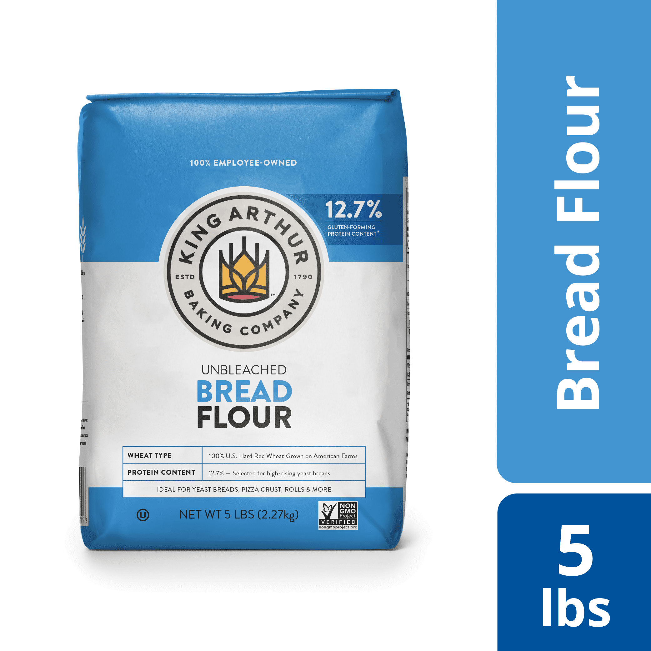 King Arthur, Unbleached Bread Flour, Non-GMO Project Verified, Certified Kosher, No Preservatives, 5 lbs