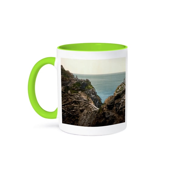 King Arthurs Castle- Tintagel-Cornwall-England Vintage Photo, 11oz Two-Tone Green Mug