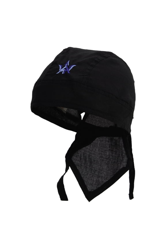 King Atlantis Logo Embroidered Cotton Poplin Biker Style Head Wrap - Black OSFM