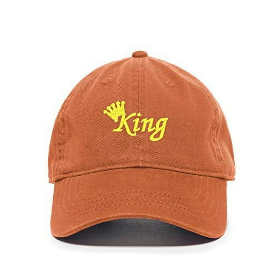King Baseball Cap Embroidered Cotton Adjustable Dad Hat Orange