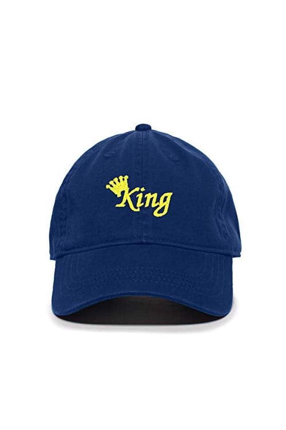 King Baseball Cap Embroidered Cotton Adjustable Dad Hat Royal Blue