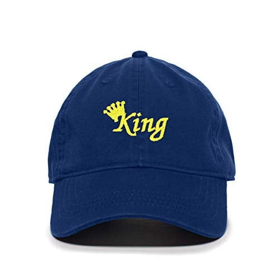 King Baseball Cap Embroidered Cotton Adjustable Dad Hat Royal Blue