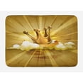 thumbnail image 1 of King Bath Mat, Medieval Fairytale Inspired Crown with Clouds Abstract Bold Striped Image, Non-Slip Plush Mat Bathroom Kitchen Laundry Room Decor, 29.5 X 17.5 Inches, White Yellow and Gold, Ambesonne, 1 of 2