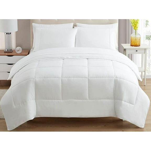 King Bed in a Bag 7-Pieces Comforter Sets with Comforter and Sheets White All Season Bedding Sets with Comforter, Pillowcases, Flat Sheet, Fitted Sheet and Pillows,White