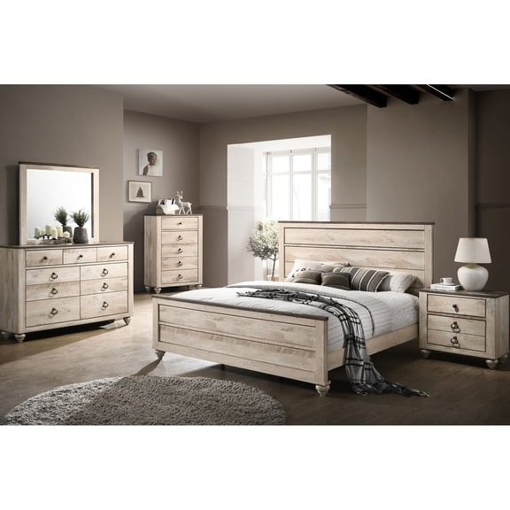King Bed Bedroom Furniture | Decorate Bedroom in Modern Style | Solid Wood and Veneer | Turned Bun Feet and Molding