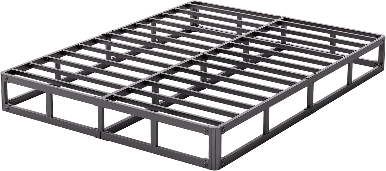 King Bed Box Spring 5 Inch High, Low Metal Bed Frame with Round-Corner ...