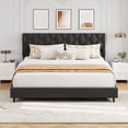 thumbnail image 1 of King Bed Frame with Adjustable Headboard, Modern Linen Upholstered Platform Bed Frame with Wood Slats Support, No Box Spring Needed, Easy Assembly for Bedroom Apartment, Grey, 1 of 7