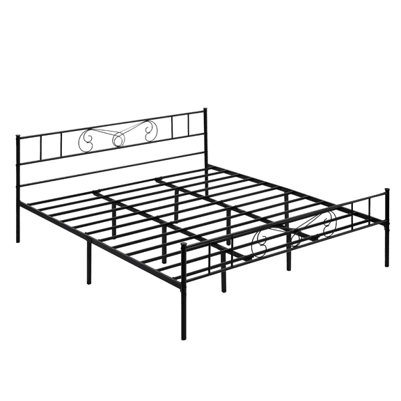 King Bed Frame-Classic Metal Platform Bed Frame,Mattress Foundation with Steel Slat Support,Under Foundation Storage,No Box Spring Needed, Easy Assembly, King Size