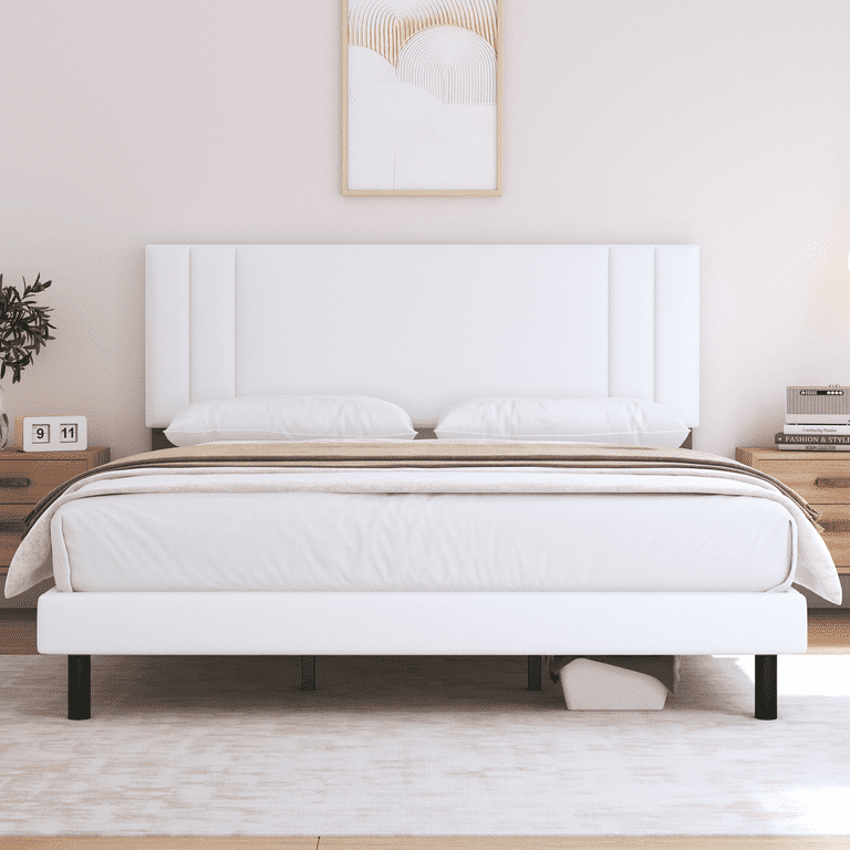 White fabric king sale bed