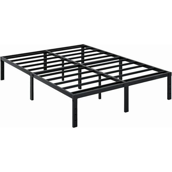 King Bed Frame with Heavy Duty Sturdy Metal Construction - 14 Inch Platform Bed Frame, No Box Spring Needed, Easy Assembly, Underbed Storage, Black Mattress Foundation