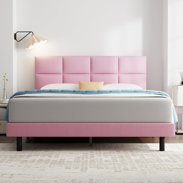 King Bed Frame, GELBIY King Size Platform Bed With Fabric Upholstered