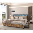 thumbnail image 1 of King Bed Frame, Storage Headboard with Charging Station, Solid and Stable, Noise Free, No Box Spring Needed, Easy Assembly, 1 of 5