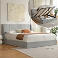 thumbnail image 1 of King Bed Frame with Storage, Upholstered Platform Bed with Lift up System, Linen Fabric Wingback Headboard, Wood Slats Support, Easy Assembly, No Box Spring Needed, Gray, 1 of 11