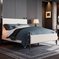 thumbnail image 1 of King Bed Frame with Velvet Headboard, Upholstered Soft Corduroy Fabric Platform with Wooden Slats Support & Heavy Duty Feet, No Box Spring Needed, Noise Free, Easy Assembly, 1 of 6