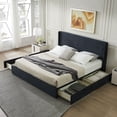 thumbnail image 1 of King Bed Frame and Upholstered Headboard, Platform Bed with Storage Drawers , Sturdy, Noiseless, No Box Spring Needed, Easy Assembly, Black, 1 of 11