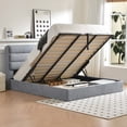 thumbnail image 1 of King Bed Frame with Lift up Storage, Wood Bed Frame with Headboard and Solid Wood Slats Support, Sturdy and Noiseless, Baby Blue, 1 of 12
