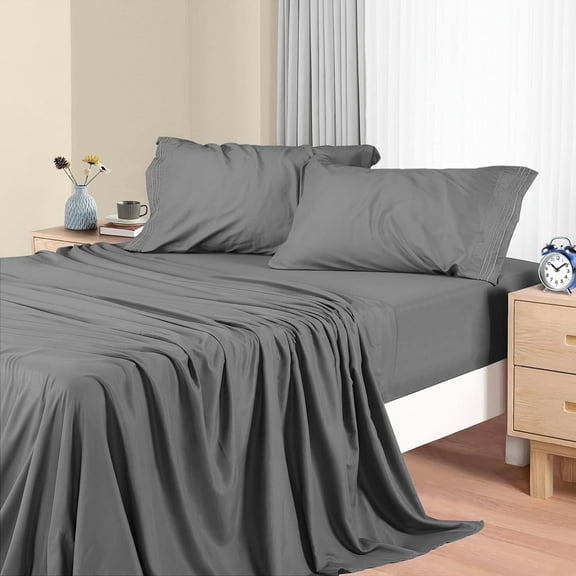 King Size Sheet Sets, Cooling Bed Sheets for Hot Sleepers, Breathable & Soft Sheets Set Deep Pocket up to 16 Inches, Hypoallergenic, Wrinkle-Resistant Bedding Set