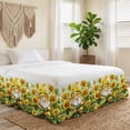 King Bed Skirt 18 Inch Drop, Bee Dwarf Sunflower Watercolor Easy Fit ...