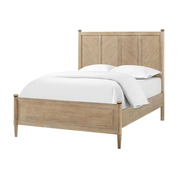 King Bed With Sand Colored Headboard And Casual Transitional Appeal In Finish Herringbone