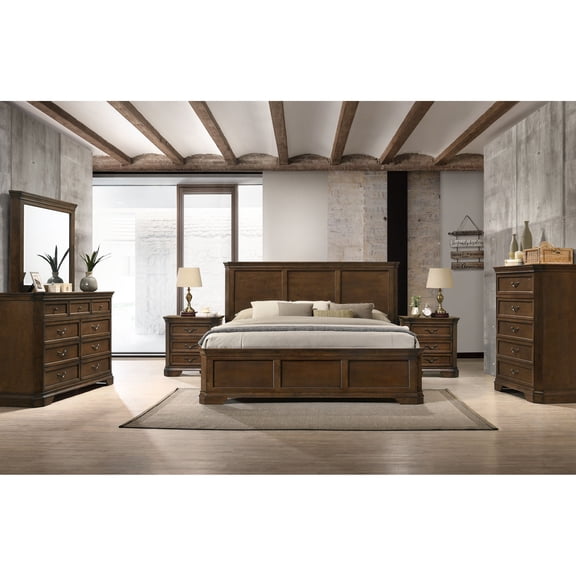 King Bed and Bedroom Accessories Set | Vintage Appeal for Bedrooms | Wood and MDF Materials | Distressed Marks for Character