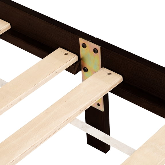 King Bed in Espresso, Made of Pine and Rattan / Under - bed Storage to Maximize Living Space