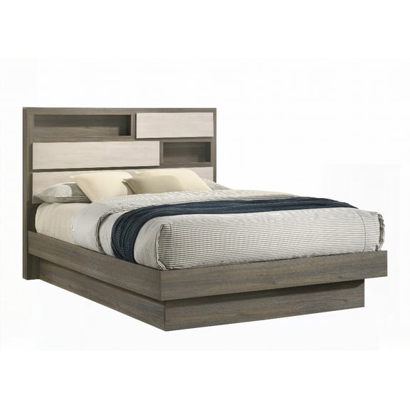 Beige & Brown King Bed by Gem Made Using Wood