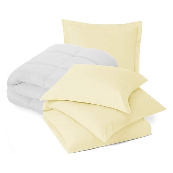 - King Bedding Set with Comforter - King Size Comforter Set; King Duvet Cover Set, Vanilla Yellow Comforter Set Microfiber Duvet Cover, Comforter, and 2 Pillow Shams