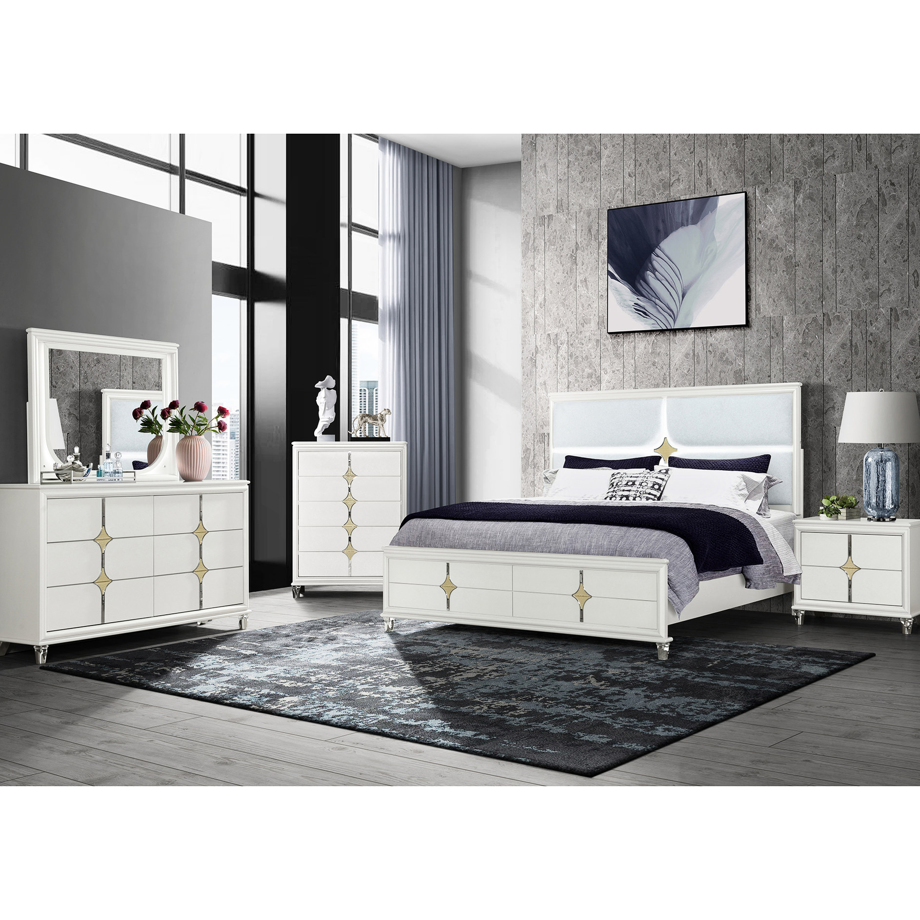 King Bedroom 5-Piece Set | Contemporary Style for Bedroom with Acrylic ...