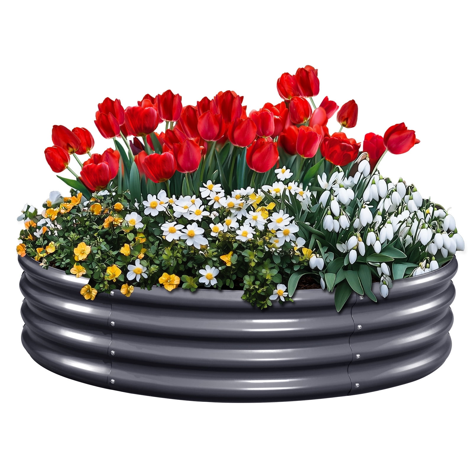 Walmart savings: King Bird 4x4x1 ft Raised Garden Bed Galvanized Steel Planter Garden Box for Outdoor Gardening Vegetables Flowers Round Dark Gray