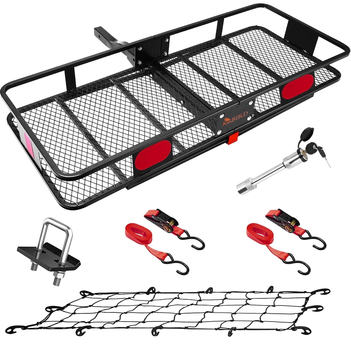 King Bird 60"x24"x6" Folding Hitch Cargo Carrier HD Steel for Trailer, Fits 2" Receiver
