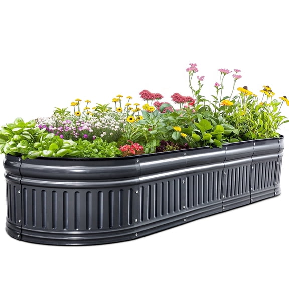 King Bird 6x2x1 ft Raised Garden Bed Kit Elevated Planter Box Galvanized Steel for Indoor Outdoor for Vegetables Flowers Patio Gardening Dark Gray